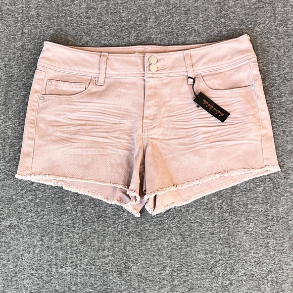NWT Refuge Mid-rise Shortie Shorts Sz 10 Mauve 98% Cotton Micro Mini Y2K Style - Picture 1 of 8